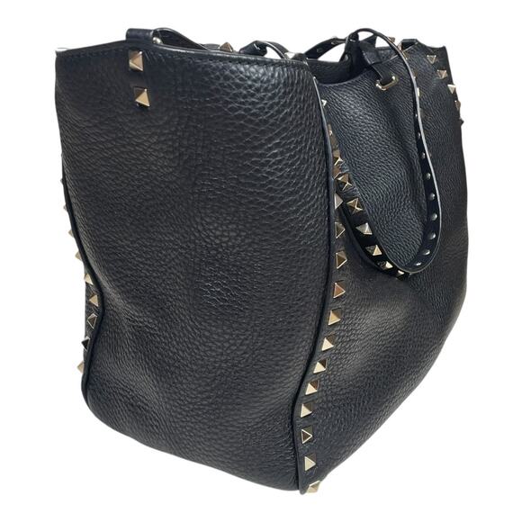 Valentino Garavani Medium Grainy Calfskin Rockstud Bag Black - Picture 3 of 12